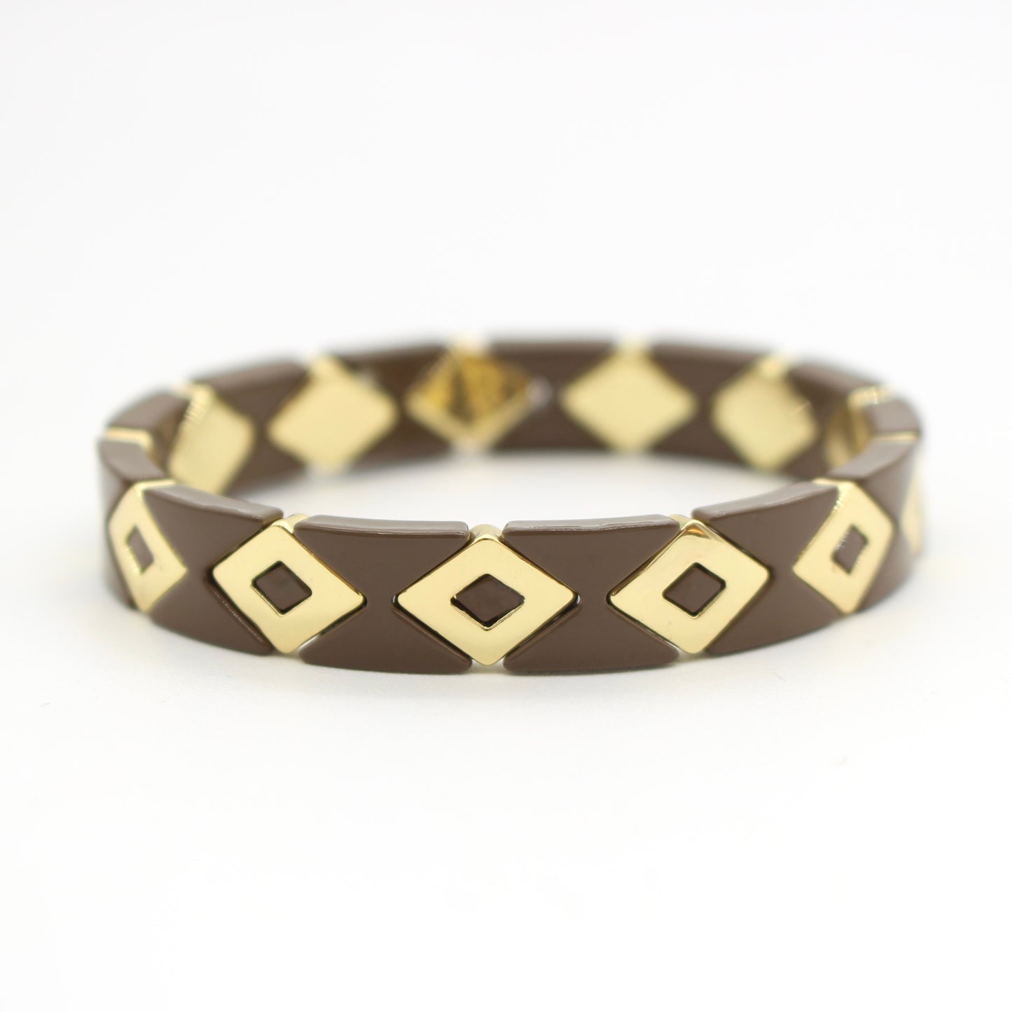Pulsera rombos cafe
