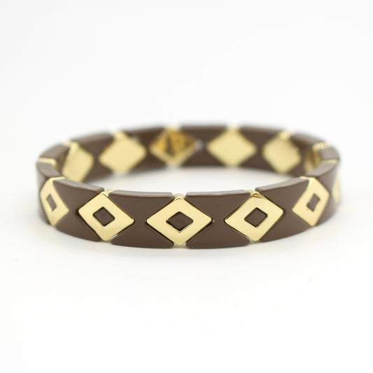 Pulsera rombos cafe