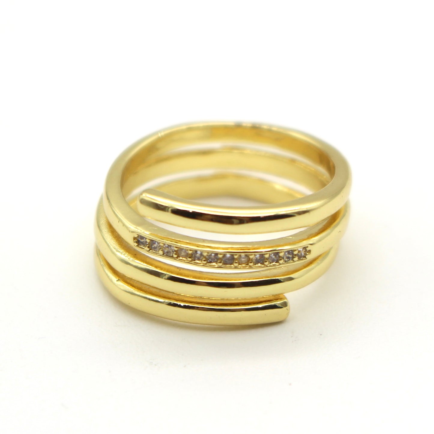 Anillo liso y circonias