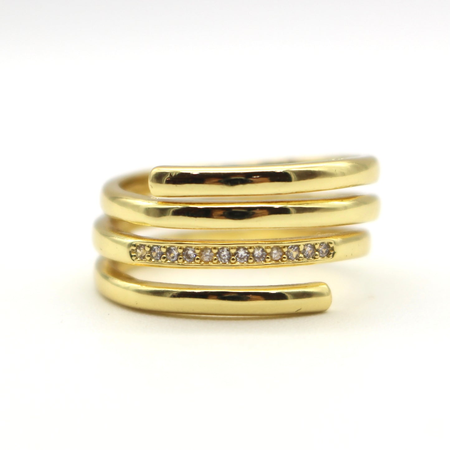 Anillo liso y circonias